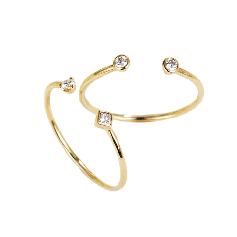 18K Solid Gold Bridal Ring Sets with Bezel Set Diamonds for Women