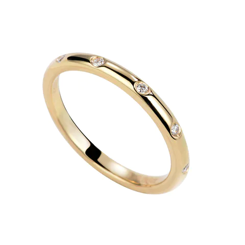 18K Gold Band with Diamonds Rose Gold White Gold Bridal Jewellery