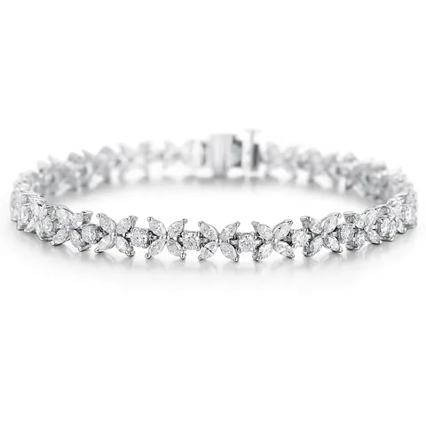 Luxury 5ct 14K White Gold Diamond Bracelet Lucky Four Leaf Clover Iced Out Bracelet for Women