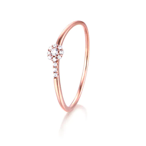Flower Diamond Promise Rings in 14K Rose Gold Ladies Ring Wholesale