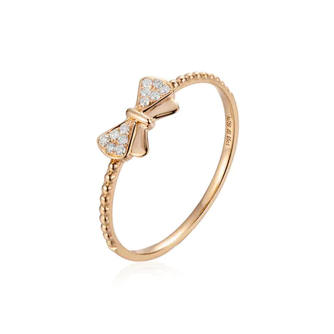 Shoelace Knot 18K Rose Gold Engagement Rings 0.05ct Diamond