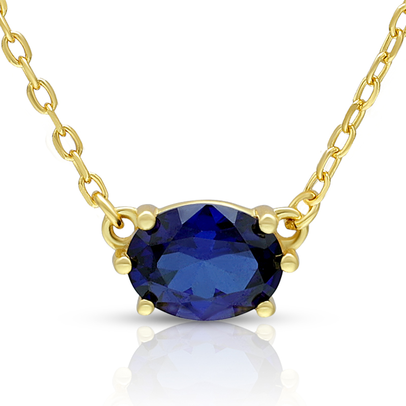 September Blue Corundum Birthstone Necklace